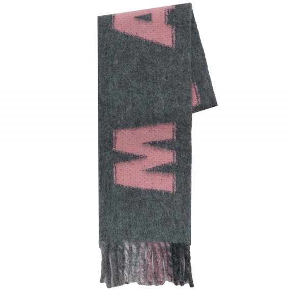 Marni Wool & Mohair Scarf W/Maxi Logo, Neutral Grey