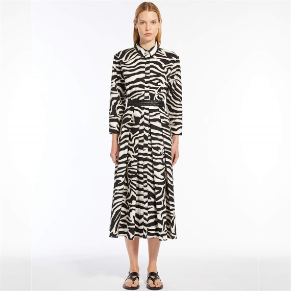 Max Mara Studio ARABBA Kjole, White Black Zebra Print