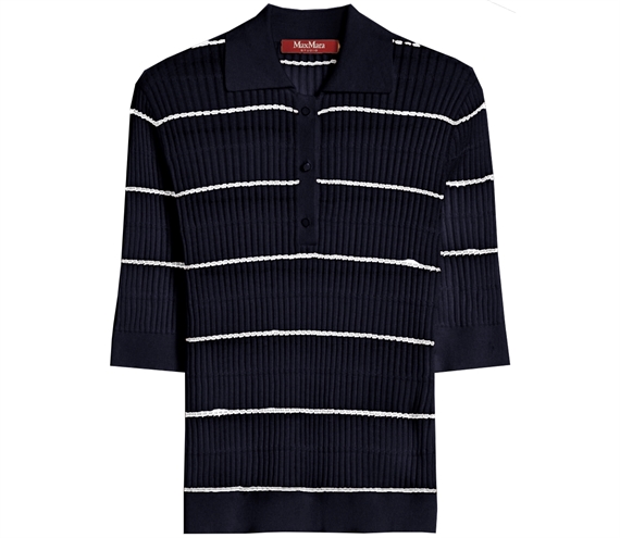 Max Mara Studio MSTGALLO Polo T-Shirt, Navy/White