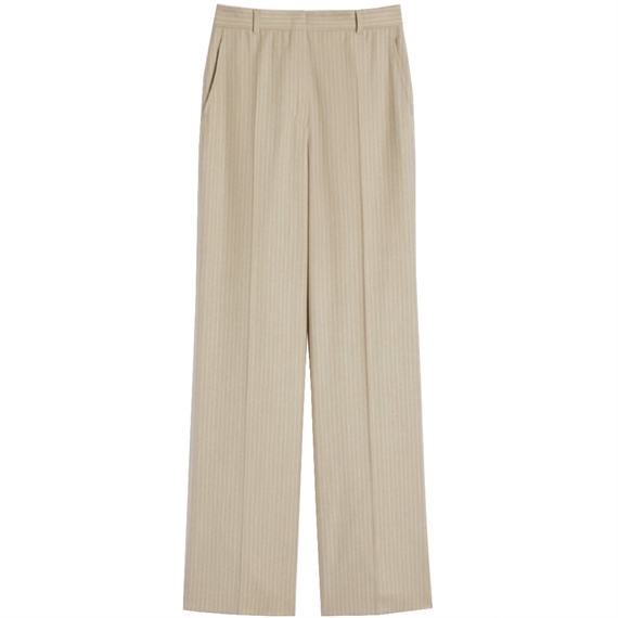 Max Mara Studio Medium Bukser, Beige Pinstripes