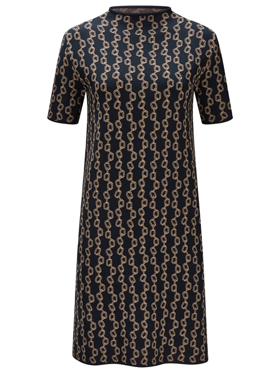 Max Mara Studio Rodesia Kjole, Navy Chain Print