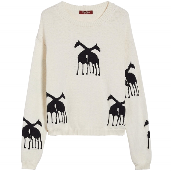 Max Mara Studio UNNO Jacquard strik, Hvid