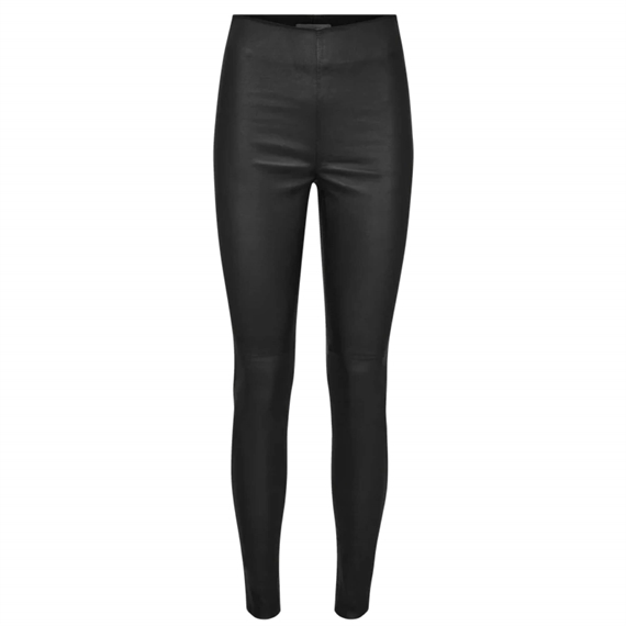 Mos Mosh Lucia Stretch Leather Leggings, Sort
