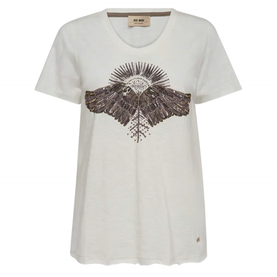 Mos Mosh Nadine O-SS Deco T-shirt, Ecru 