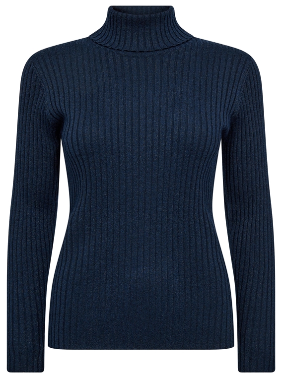 Mos Mosh Rib Lux Rullekrave Strik, Pageant Blue
