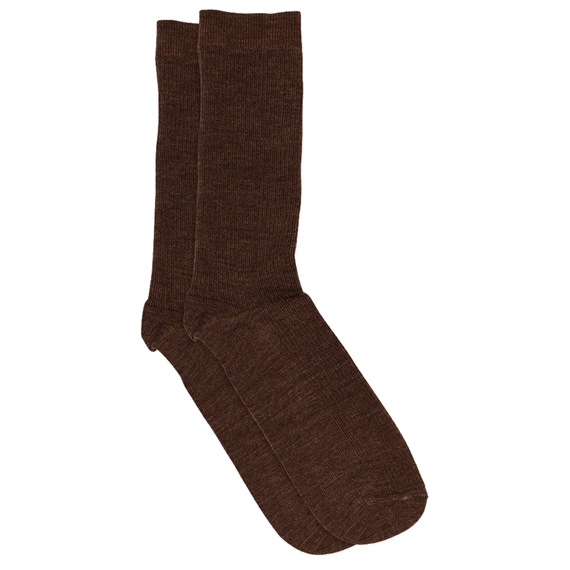 Mp Denmark Fine Wool Rib Strømper, Dark Brown