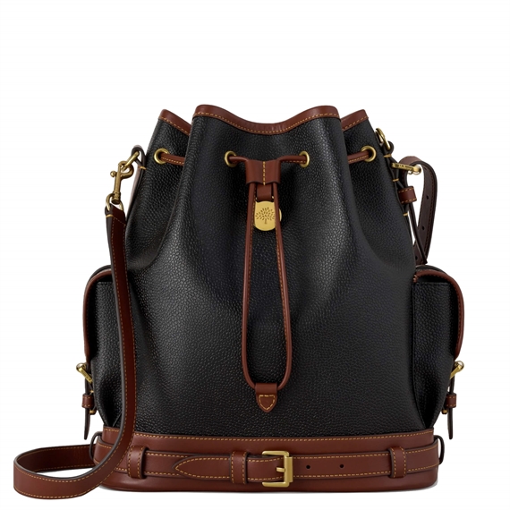 Mulberry Bucket Black & Cognac Scotchgrain