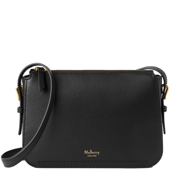 Mulberry Clovelly Pouch Black Micro Classic Grain