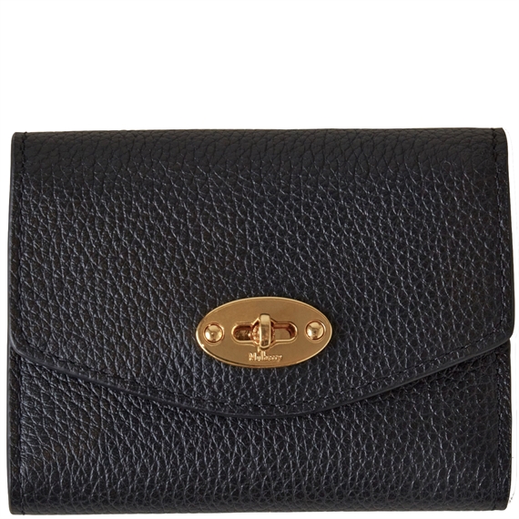 Mulberry Darley Concertina Wallet Black Small Classic Grain