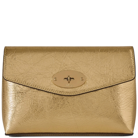 Mulberry Darley Cosmetic Pouch Somerset Gold Grainy Metallic
