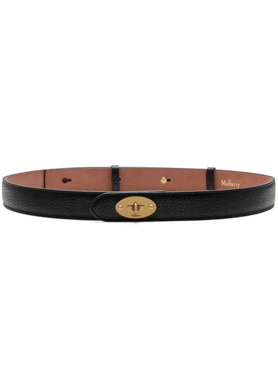 Mulberry Darley Thin Belt Black Natural Grain Leather