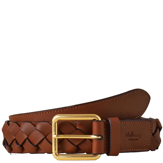 Mulberry Heritage Braided Belt Tan Silky Calf