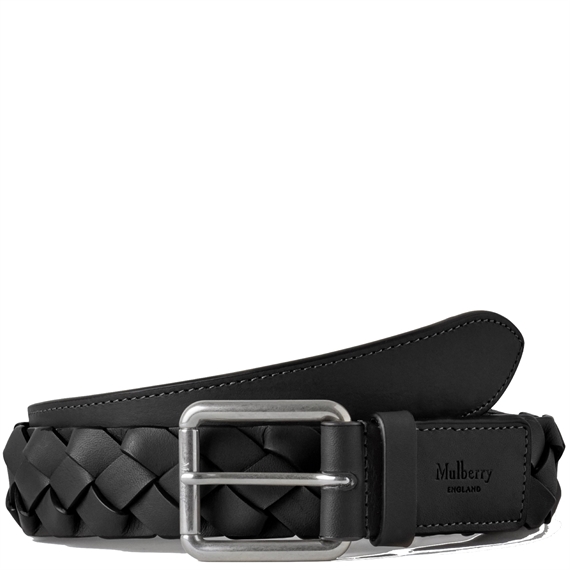 Mulberry Heritage Braided Belt, Black Silky Calf