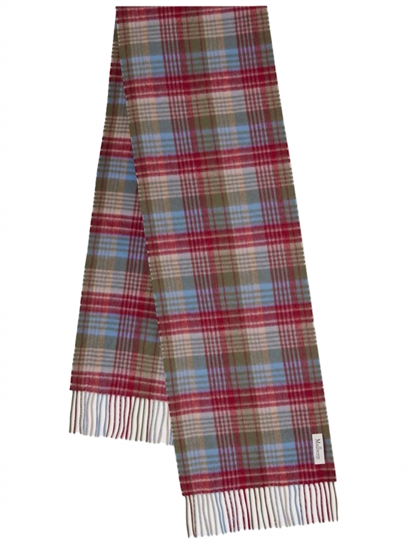 Mulberry Heritage Check Scarf Moss-Sky Blue