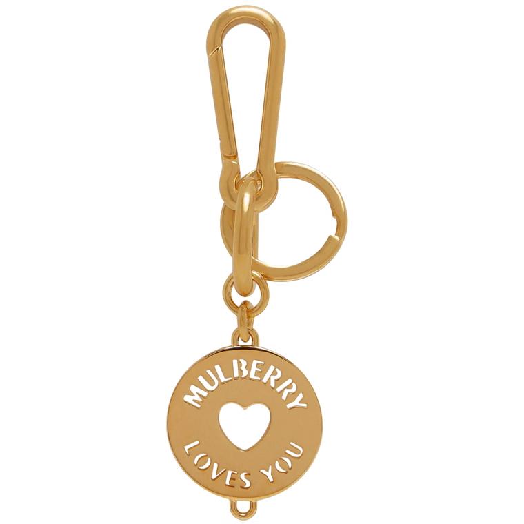 Mulberry Initial Charm Keyring Gold Zinc