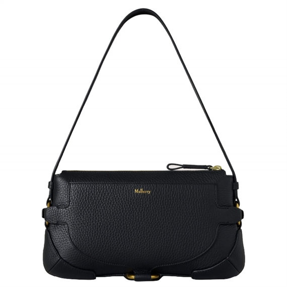 Mulberry Lennox Shoulder Bag, Black Heavy Grain
