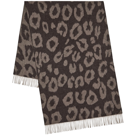 Mulberry Leopard Merino Wool Scarf Ebony & Maple Merino Wool