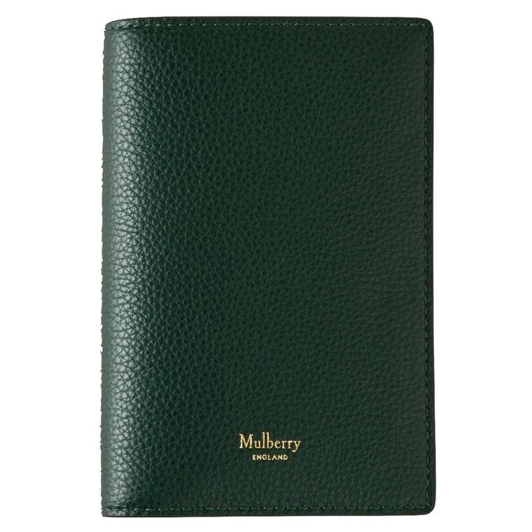 Mulberry New Passport Cover Wallet Mulberry Green Small Classic Grain 