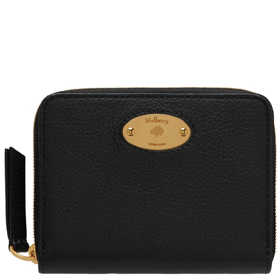 Mulberry Plaque Small Zip Around Purse Black