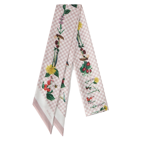 Mulberry Riverside Floral Skinny Scarf, Blossom Pink