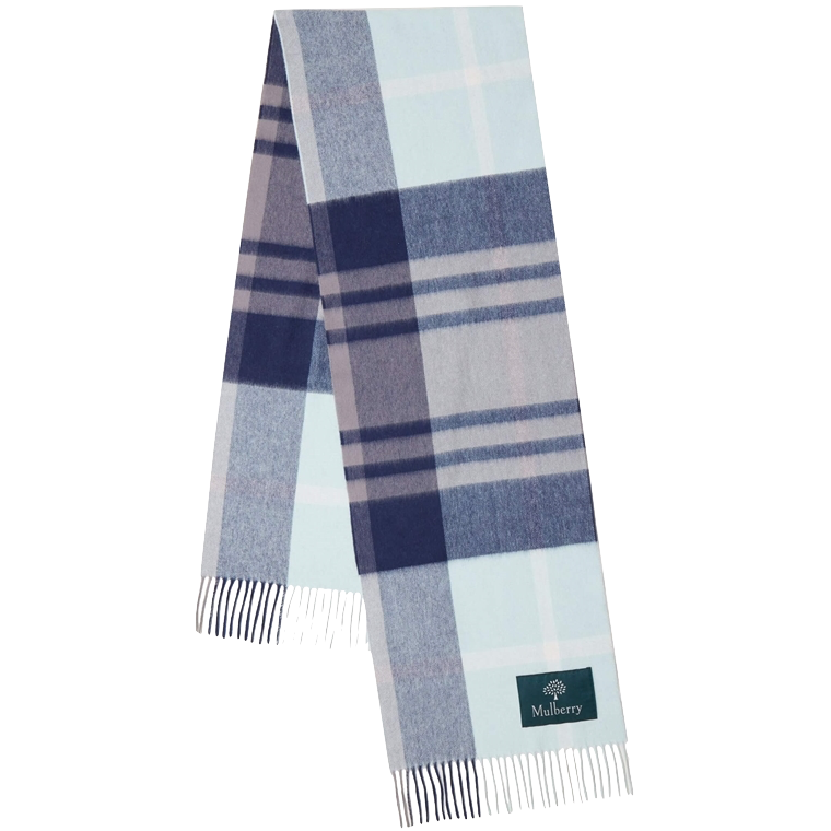 Mulberry Small Check Merino Wool Scarf Acrylic Green