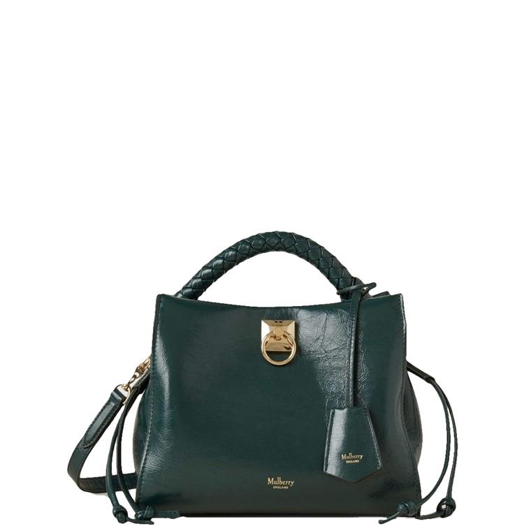 Mulberry Small Iris Glossy Calf Mulberry Green