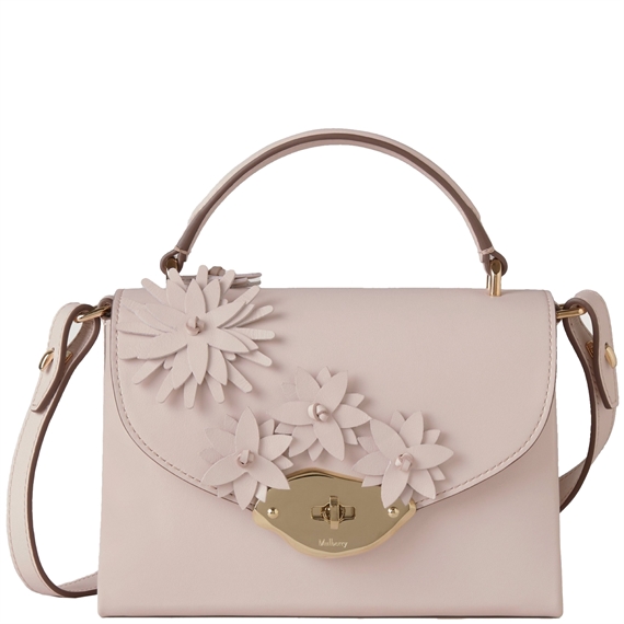 Mulberry Small Lana Top Handle Blossom Pink High Gloss Leather & Flowers