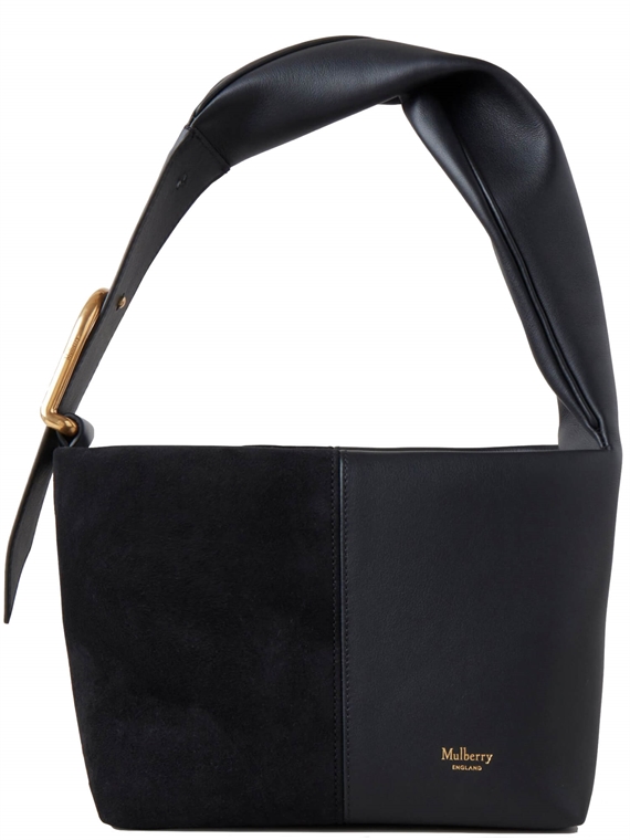 Mulberry Small Retwist Hobo Black Matte Smooth & Goat Suede