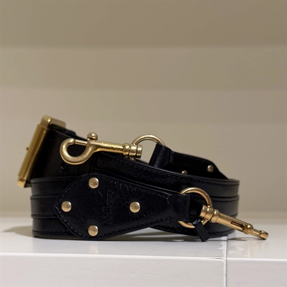 Mulberry Stud Buckled Strap Black High Shine Leather