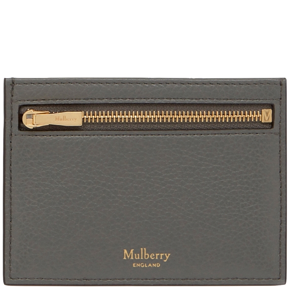 Mulberry Zipped Credit Card Slip Charcoal Small Classic Grain
