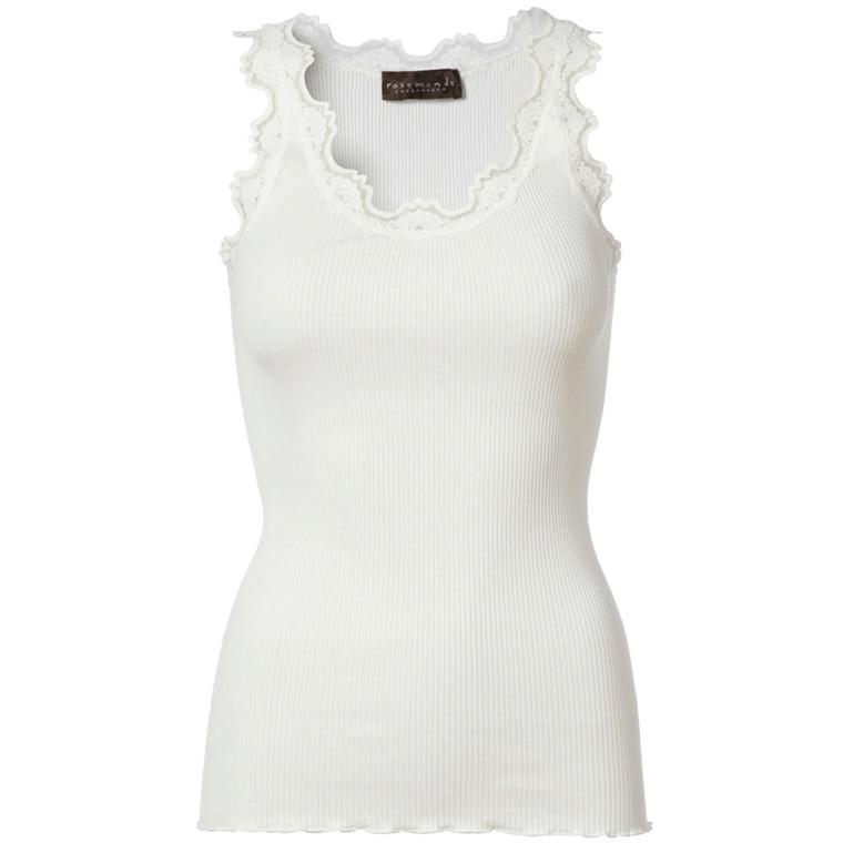 Rosemunde Ikonisk Silketop Med Blonder, New White