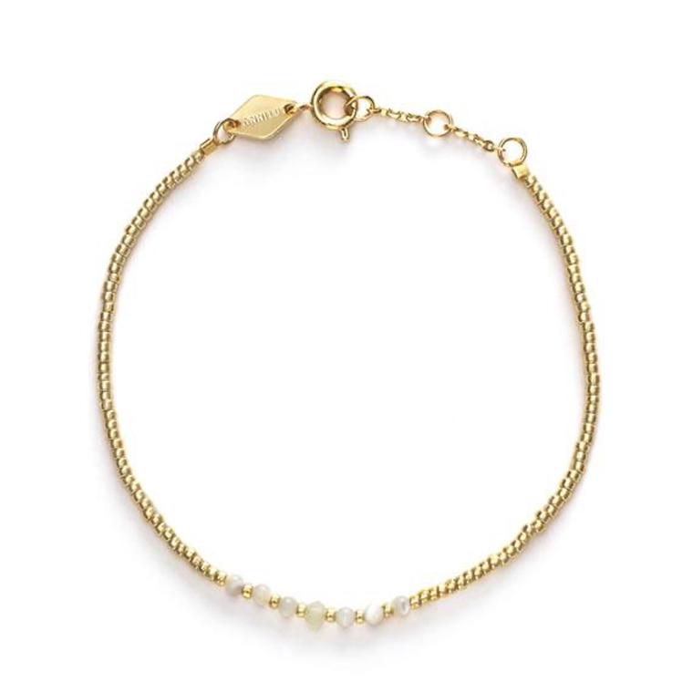 Bead & Gem Armbånd, Gold/Pearl Anni Lu