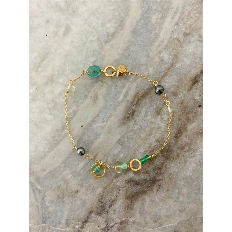 Unika Piccolo Armbånd Med Keshi Perle, 18K Guld