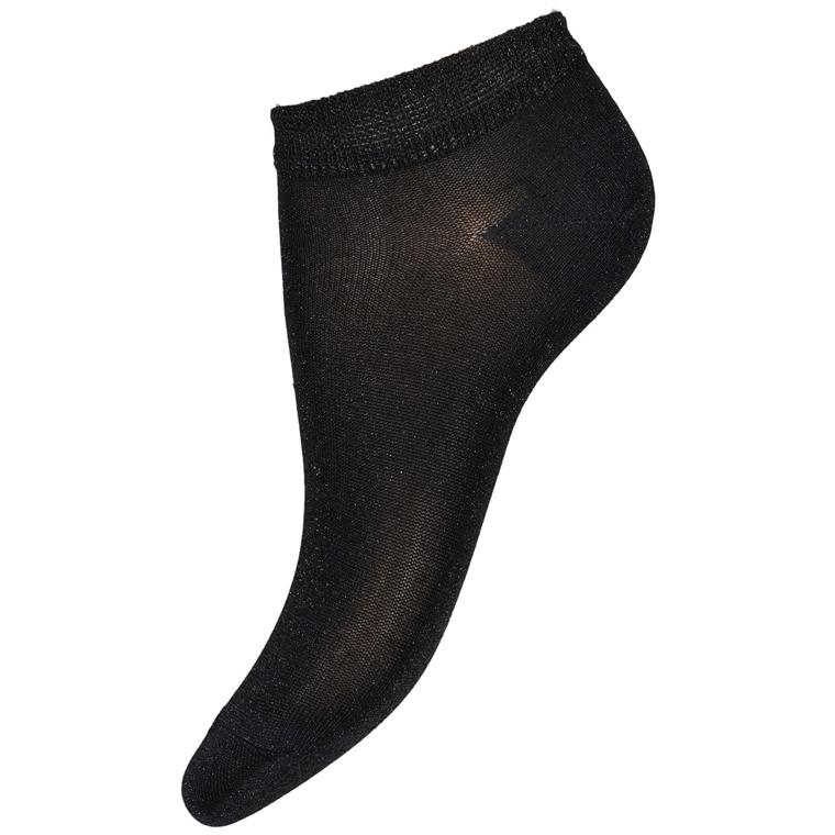Pima Glitter Sneaker Socks, Sort