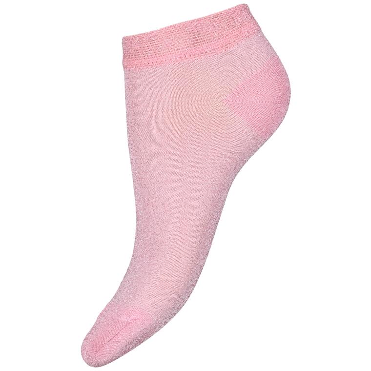 Pima Glitter Sneaker Socks, Lyserød