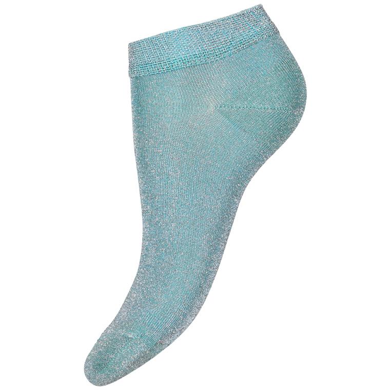 Pima Glitter Sneaker Socks, Turkis