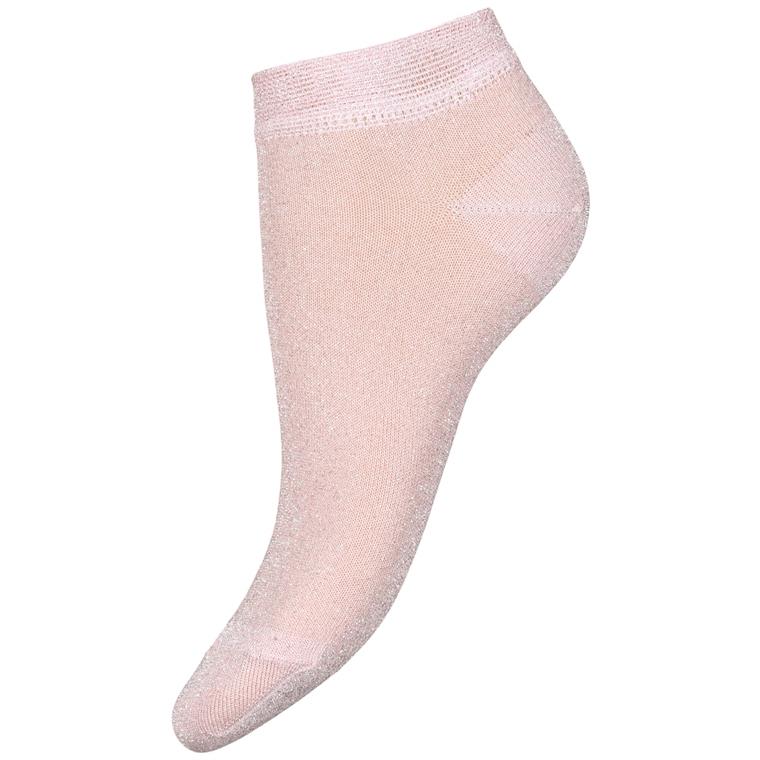 Pima Glitter Sneaker Socks, Peach