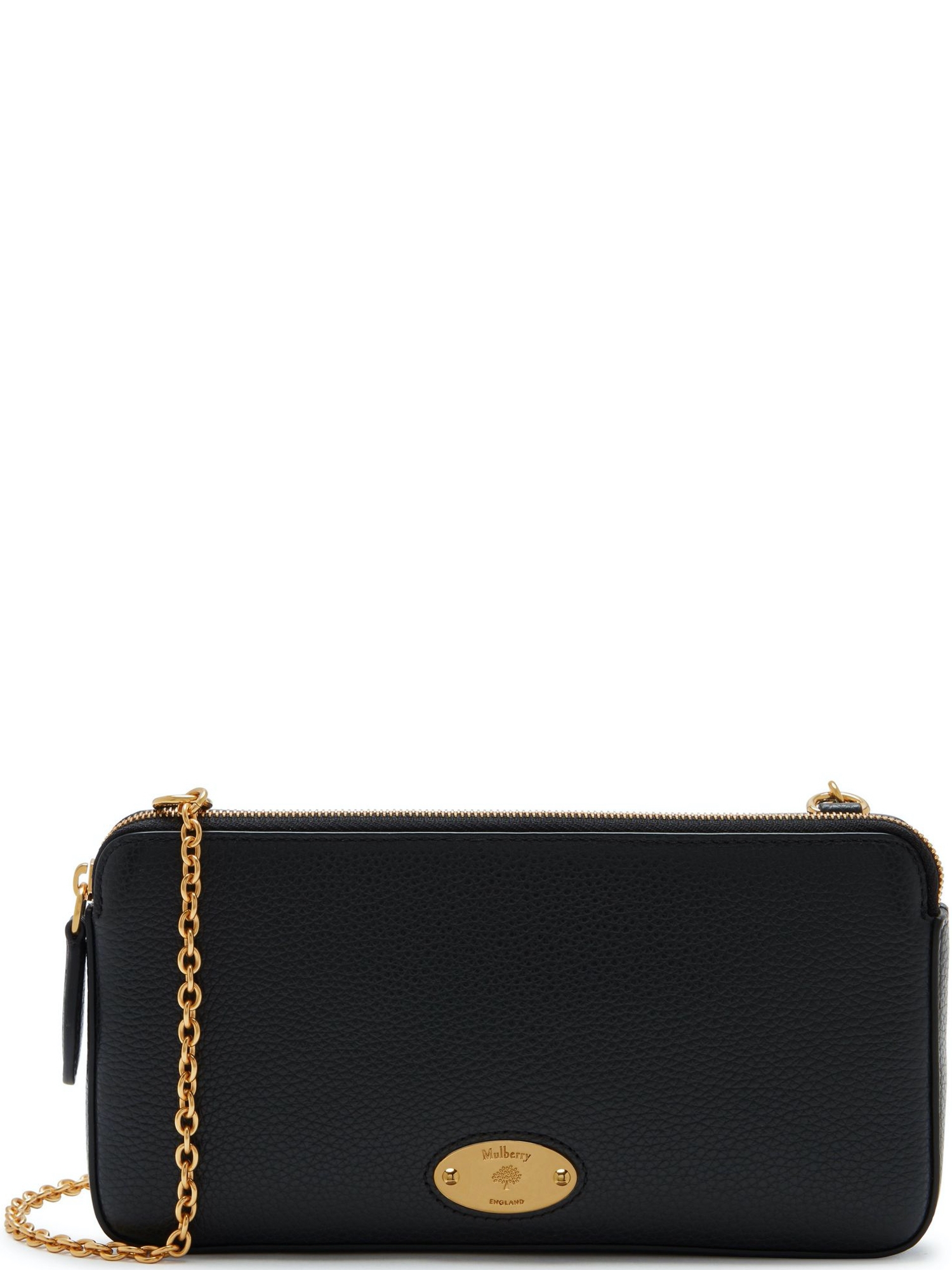 Mulberry Wallet On Chain Plaque Black Classic Grain
