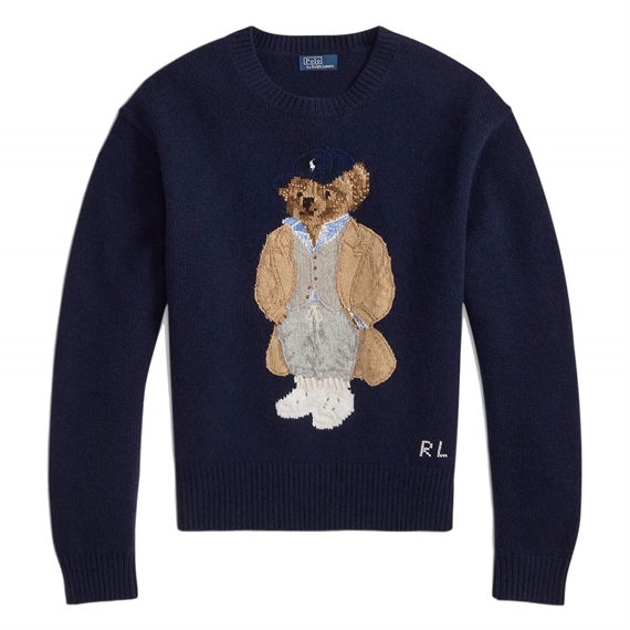 Polo Ralph Lauren Bear Wool-Cashmere-Blend Sweater, Hunter Navy