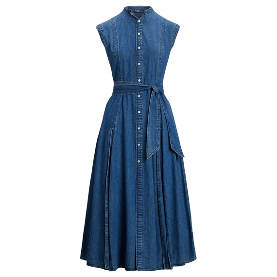 Polo Ralph Lauren Belted Denim Sleeveless Kjole, Indigo 