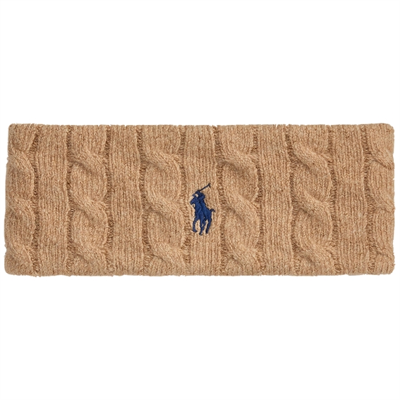 Polo Ralph Lauren Cabel-Knit Wool-Cashmere Pandebånd, Camel 