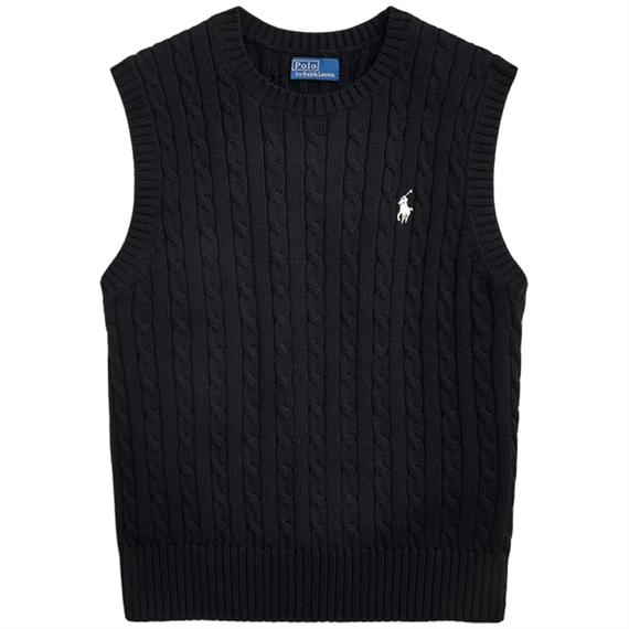 Polo Ralph Lauren Cable Cotton Strikvest, Sort