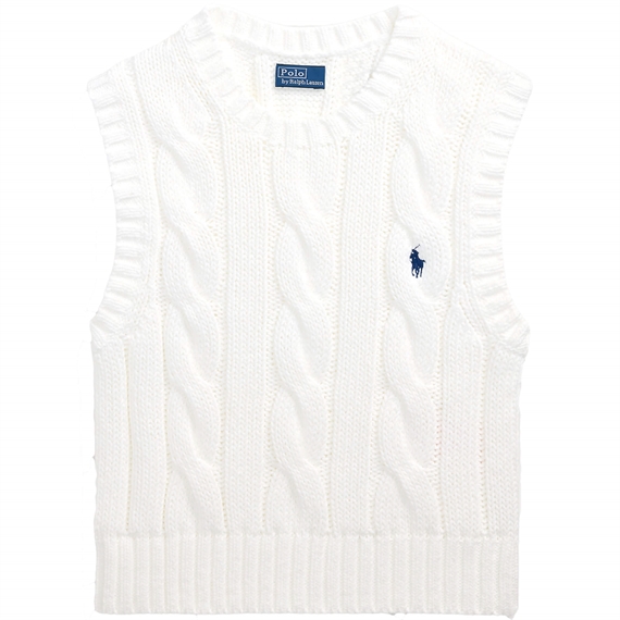 Polo Ralph Lauren Cable-Knit Cotton Cropped Vest, Hvid