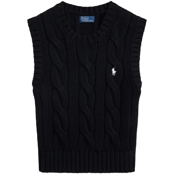 Polo Ralph Lauren Cable-Knit Cotton Cropped Vest, Polo Black