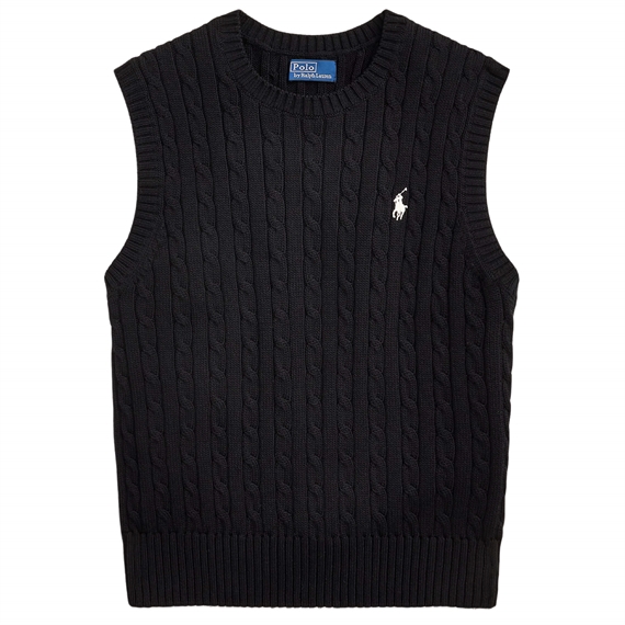 Polo Ralph Lauren Cable-Knit Cotton Sweater Vest, Polo Black 