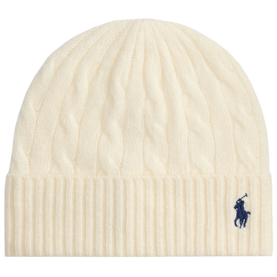 Polo Ralph Lauren Cable-Knit Wool-Cashmere Beanie, Cream