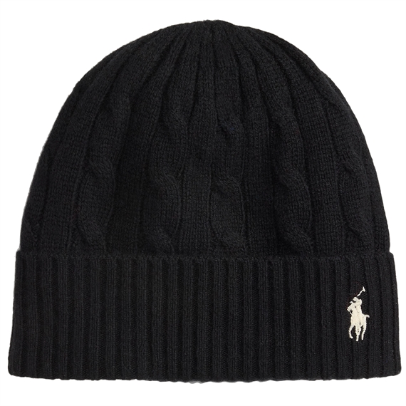 Polo Ralph Lauren Cable-Knit Wool-Cashmere Beanie, Sort