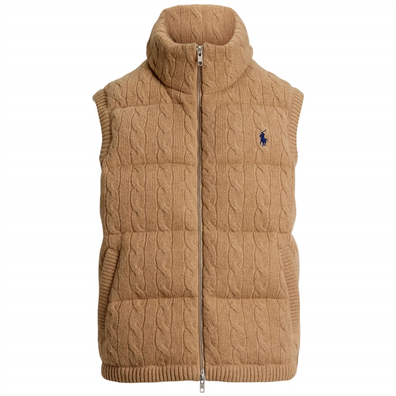 Polo Ralph Lauren Cable-Knit Wool-Cashmere Vest, Camel Melange