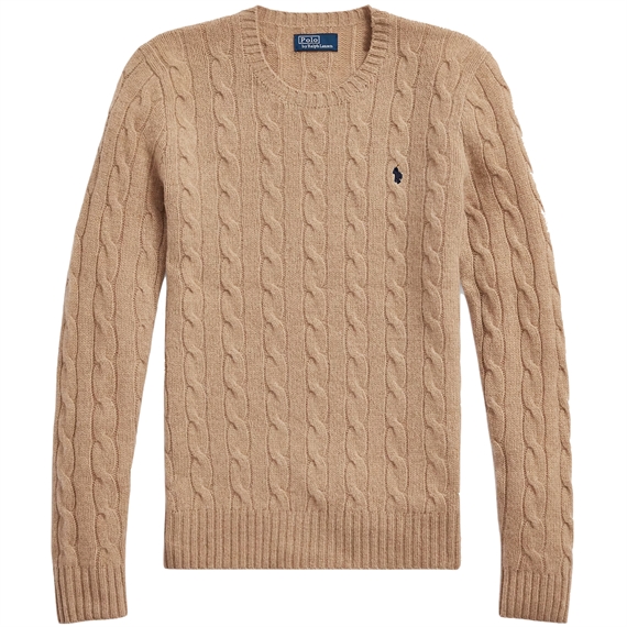 Polo Ralph Lauren Wool-Cashmere Cable Sweater, Camel Melange 
