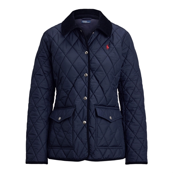 Polo Ralph Lauren Corduroy-Trim Quilted Barn Jakke, Navy